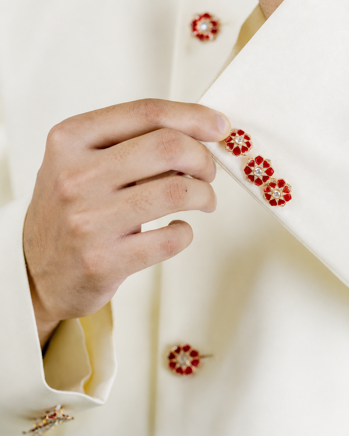 Handcrafted red enamel plates for festive wear