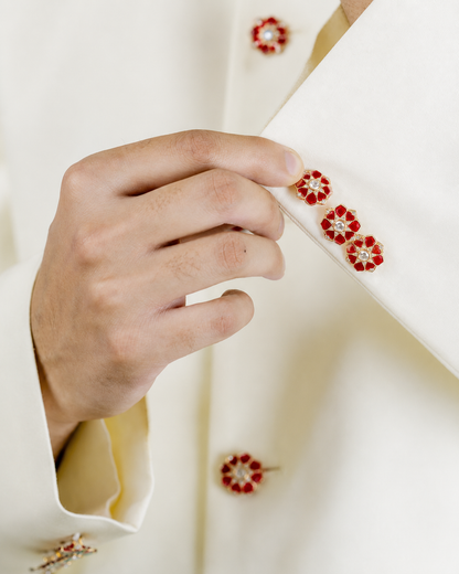 Handcrafted red enamel plates for festive wear