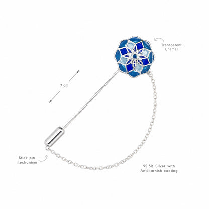 925 silver floral lapel pin with vibrant enamel, perfect for weddings and festive occasions.