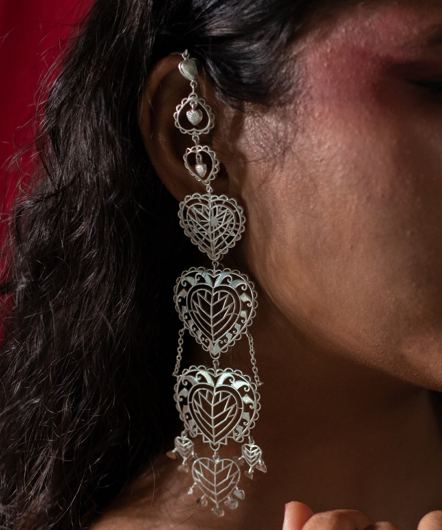 Rakaan Oversized Heart Earrings — Silver Finishlver Finish