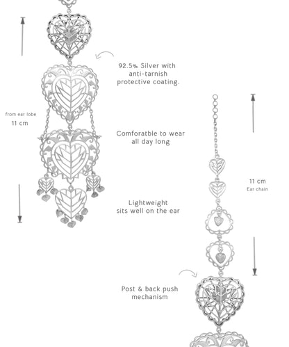 Rakaan Oversized Heart Earrings — Silver Finishlver Finish