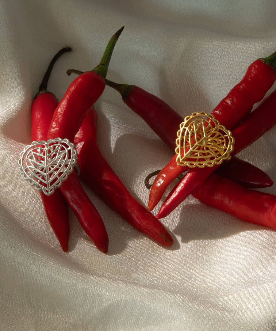 Rakaan Heart Shape Ring — Gold Finish