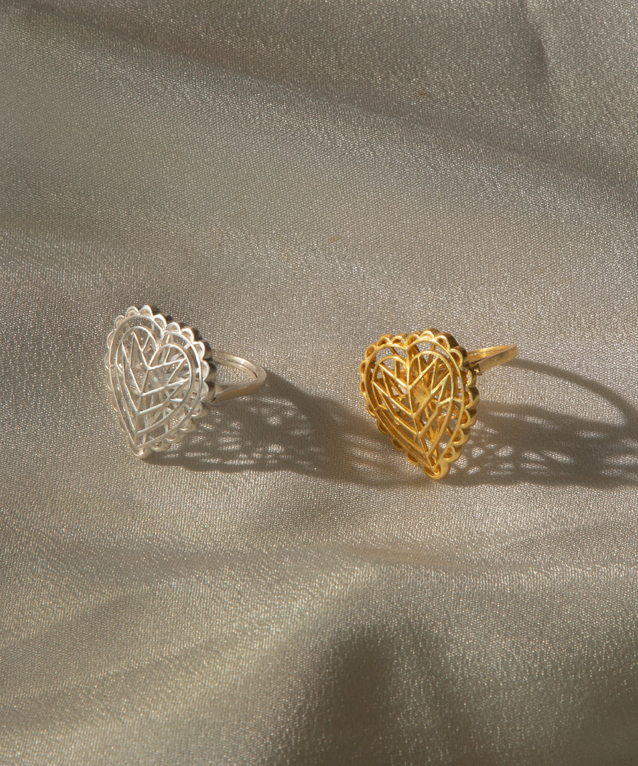 Rakaan Heart Shape Ring — Gold Finish