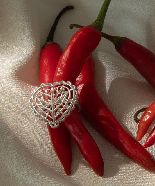 Rakaan Heart Shape Ring — Silver Finish