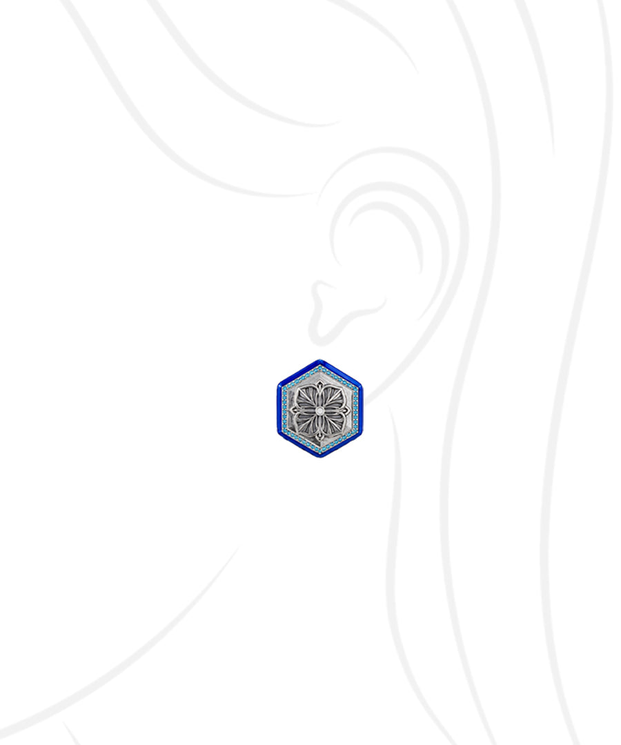 Silver Blue Zircon Magnolia Small Stud Earrings