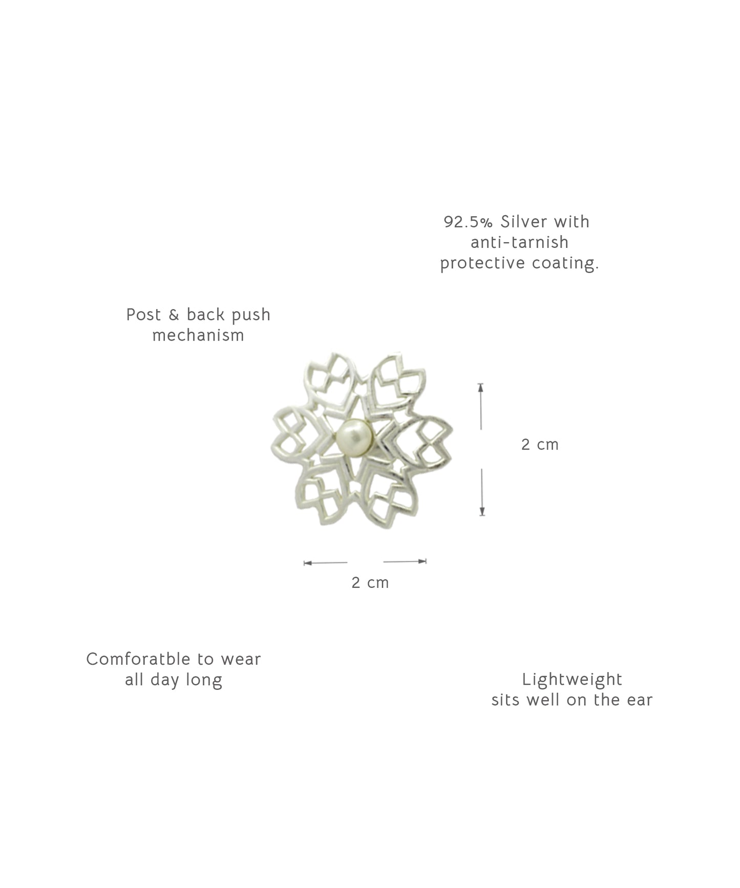 Rakaan Ranjha Stud Earrings — Silver Finish