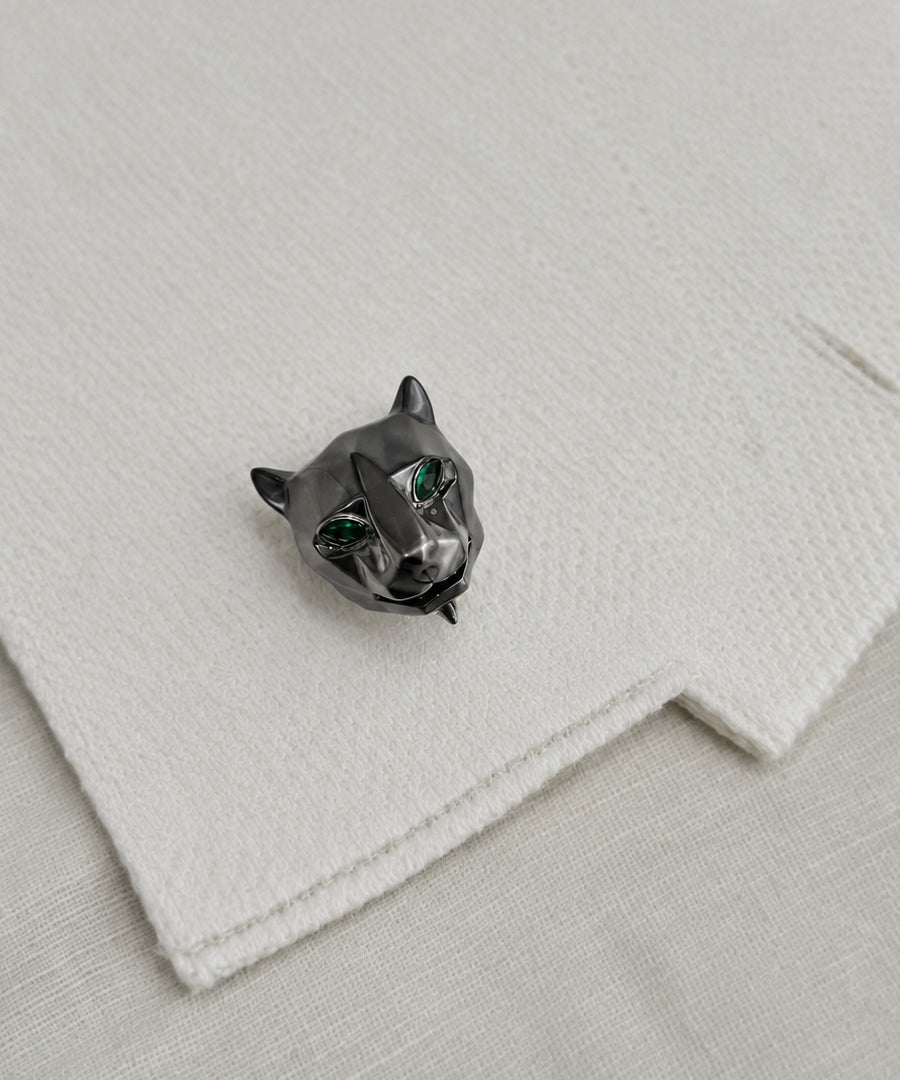 Men’s panther cufflinks in 925 sterling silver with black rhodium finish