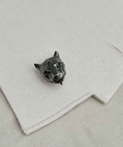 Men’s panther cufflinks in 925 sterling silver with black rhodium finish