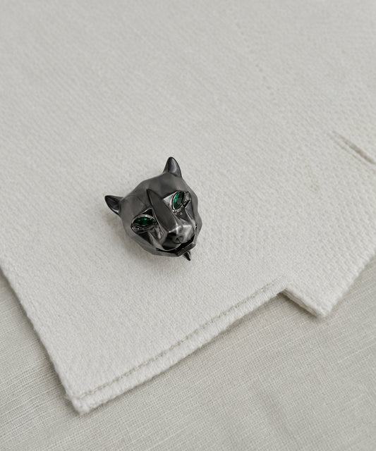 Men’s panther cufflinks in 925 sterling silver with black rhodium finish