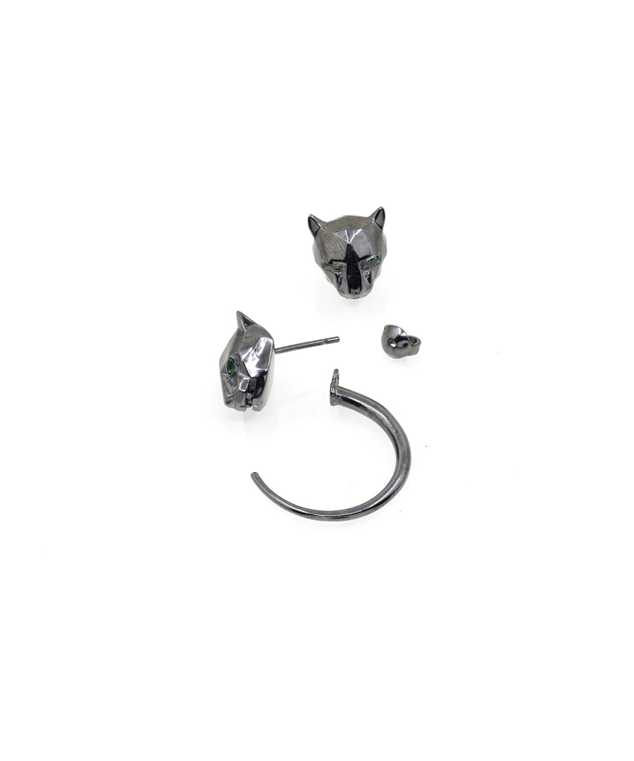 Black Untamed Panther Detachable Hoop Earrings