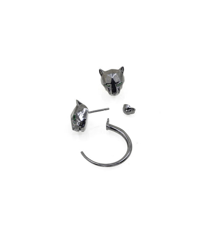 Black Untamed Panther Detachable Hoop Earrings
