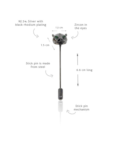 Black Untamed Panther Lapel Pin