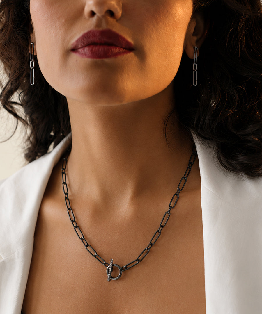 Black Untamed Paperclip Chain Necklace