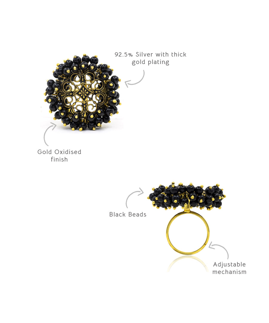 Thar Manjari Ring - Gold Oxide Finish