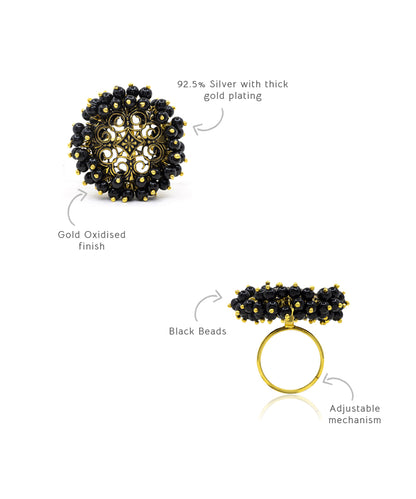 Thar Manjari Ring - Gold Oxide Finish