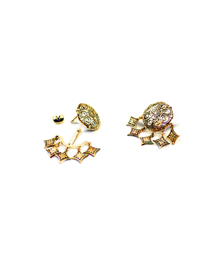 Thar Dhora Stud Earrings - Gold Oxide Finish