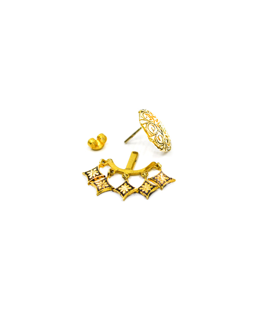 Thar Dhora Stud Earrings - Gold Oxide Finish