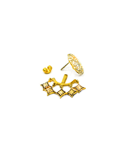 Thar Dhora Stud Earrings - Gold Oxide Finish