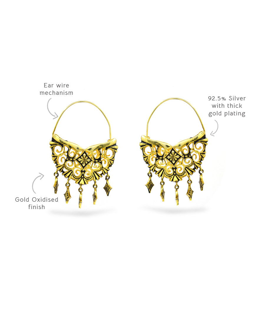 Thar Hoop Earrings - Gold Oxide Finish