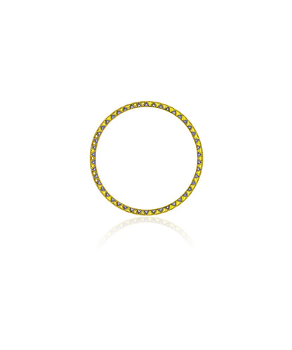 Handcrafted thick gold bangle with purple and yellow detailing