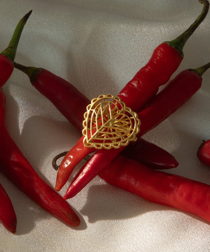 Rakaan Heart Shape Ring — Gold Finish