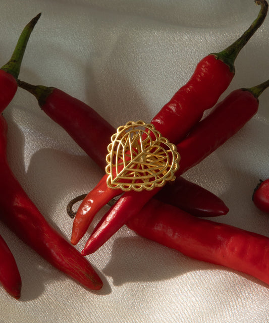 Rakaan Heart Shape Ring — Gold Finish