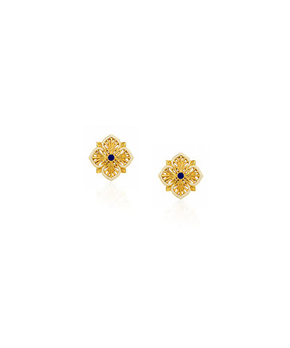 Golden Magnolia Flower Small Stud Earrings