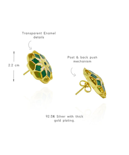 Green Gul Youthika Stud Earrings In Gold Finish
