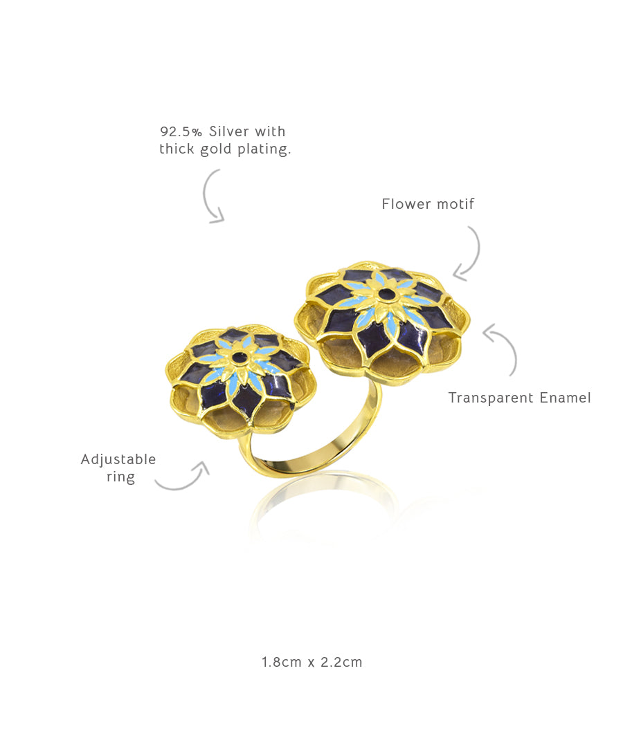 Gul Askim Ring - Blue Meenakari