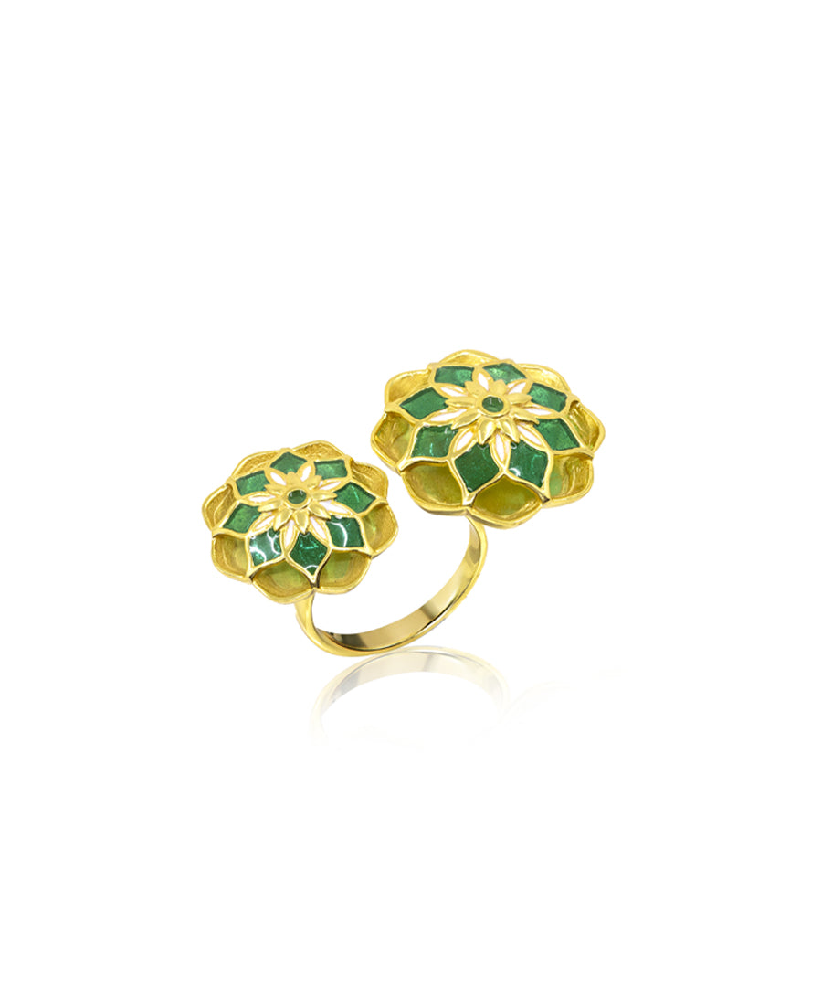 Gul Askim Ring - Green Meenakari