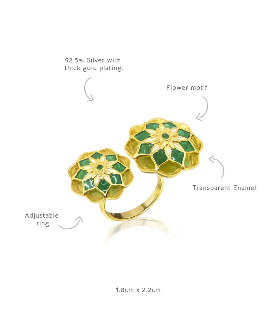 Gul Askim Ring - Green Meenakari