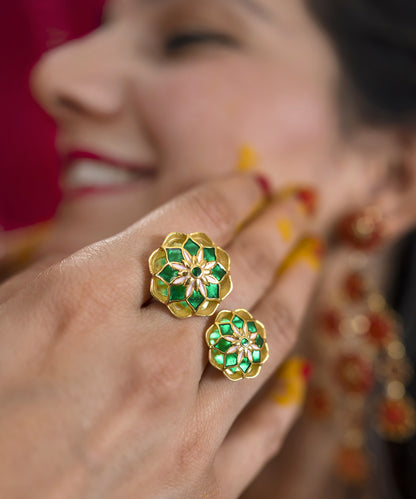 Gul Askim Ring - Green Meenakari