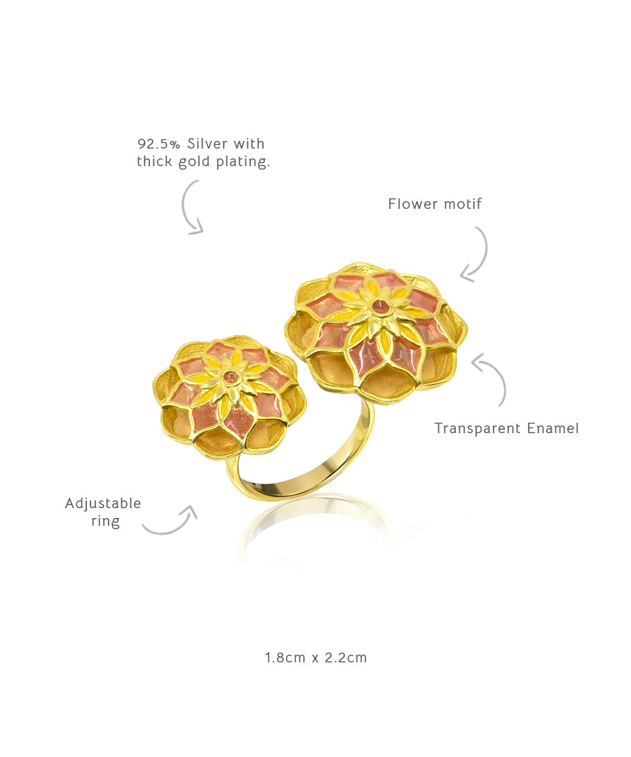 Gul Askim Ring - Pink Meenakari