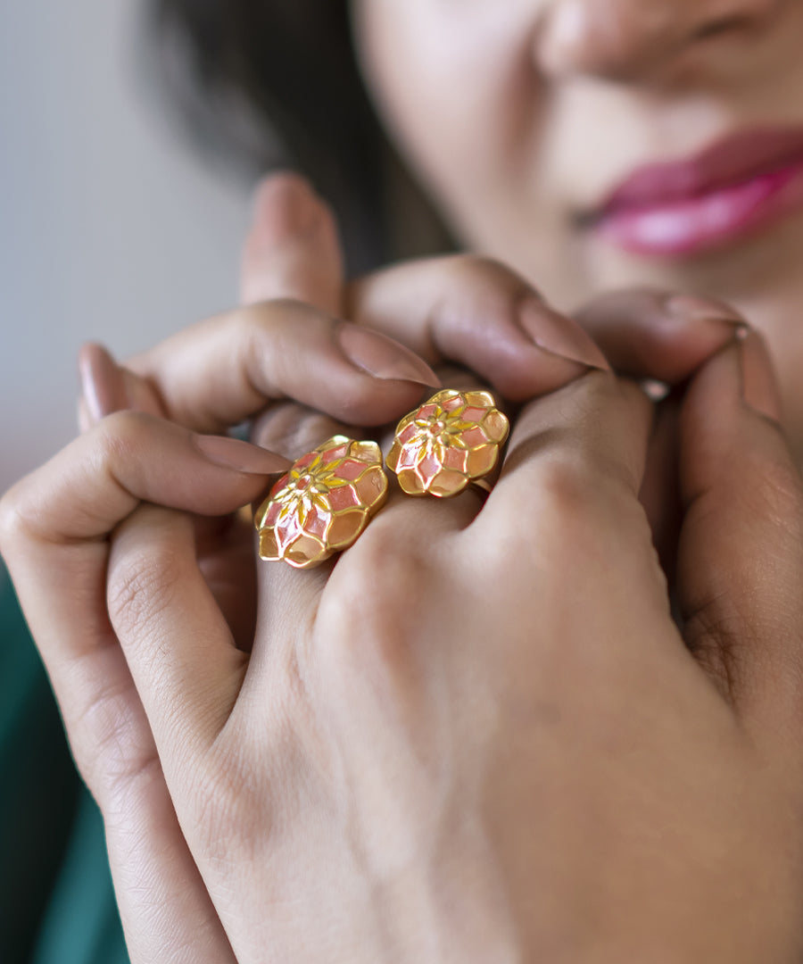 Gul Askim Ring - Pink Meenakari