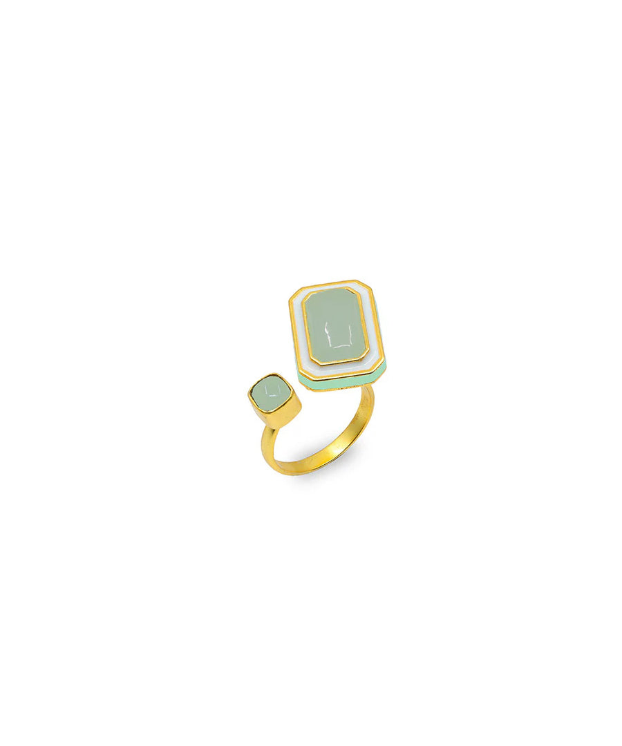 Tranquil Gold Plated Foggy Green Float Ring