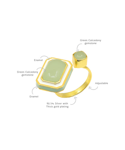 Tranquil Gold Plated Foggy Green Float Ring