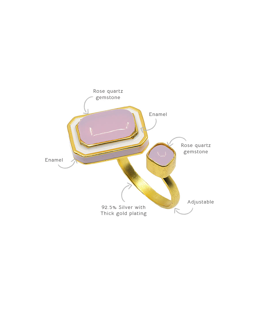 Cloudy Pink Tranquil Float Adjustable Ring