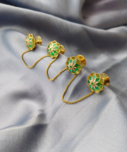 A set of 4 kurta buttons with chain.