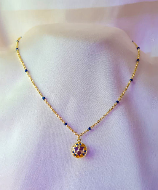 Aqua Blue Kaleidoscope Chaos Charm Neckchain