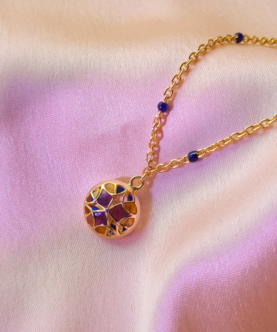 Aqua Blue Kaleidoscope Chaos Charm Neckchain
