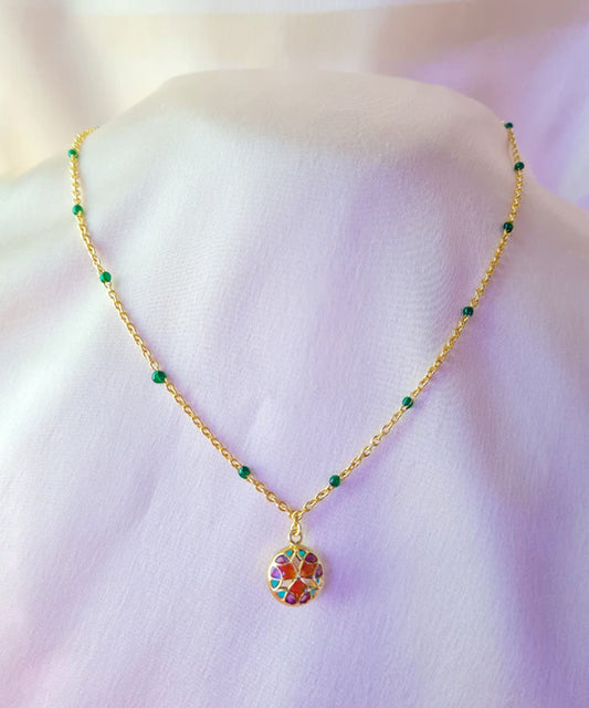 Rust Pink Kaleidoscope Chaos Charm Neckchain