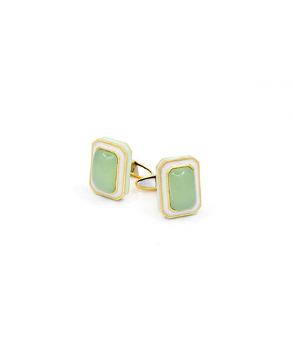 Tranquil Cufflinks With Pocket Square - Gift Box For Men - Sterling Silver