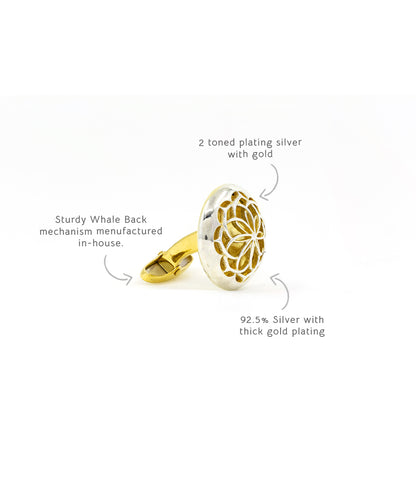 Glimpse Cufflinks & Gul Chain Necklace with Pocket Square - Gift Box For Him and Her - Sterling Silver