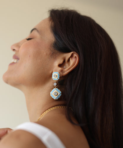 Ripple Blue Tranquil Serene Dangle Earrings