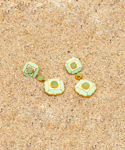 Foggy Green Tranquil Serene Dangle Earrings
