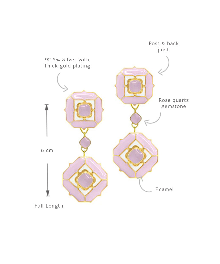 Cloudy Pink Tranquil Serene Dangle Earrings