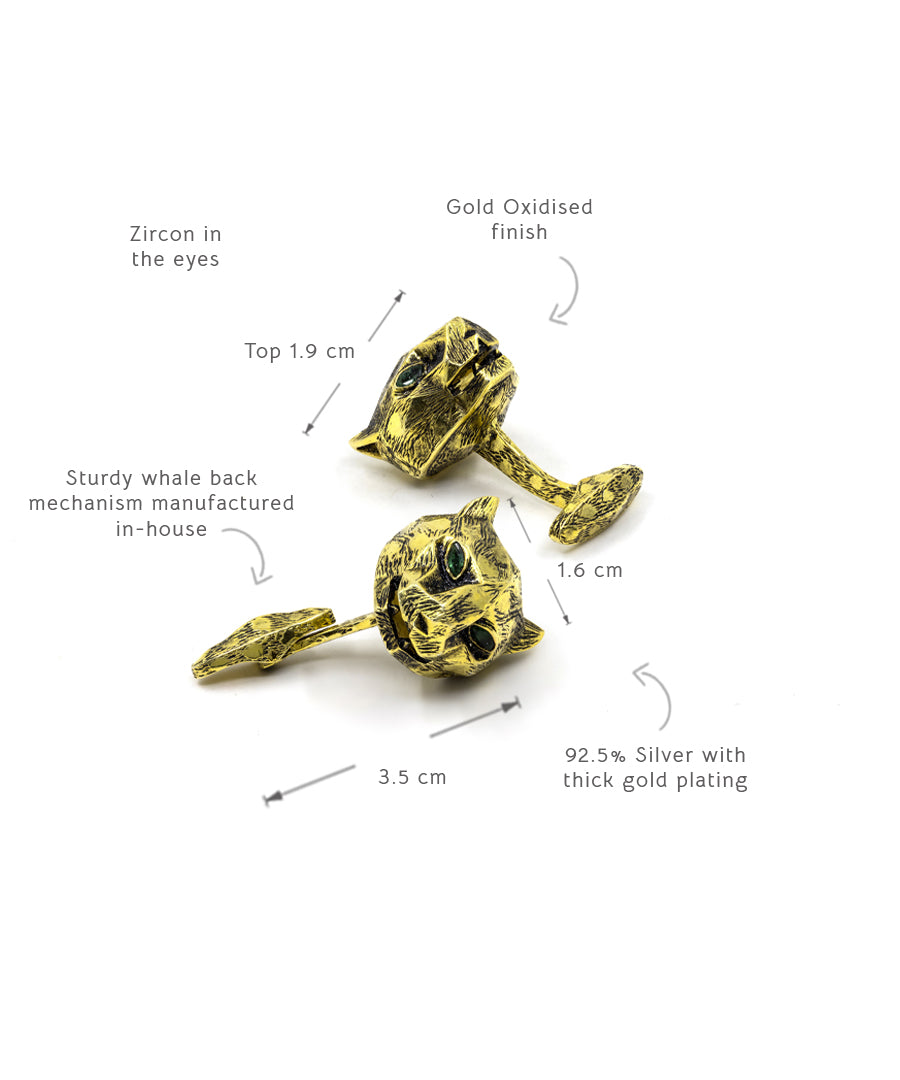 Gold Oxidised Untamed Panther Cufflinks