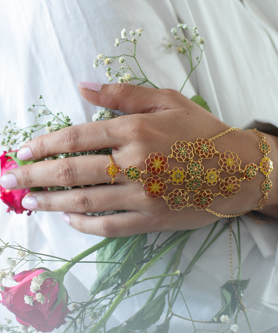 Gul Citrus Crush Haathphool - 925 Silver-Gold Plated