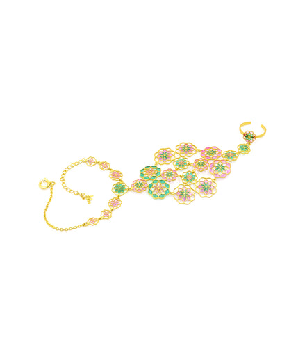 Unique technique of transparent enamel with gold plating handmade in 925 silver bracelet for women.