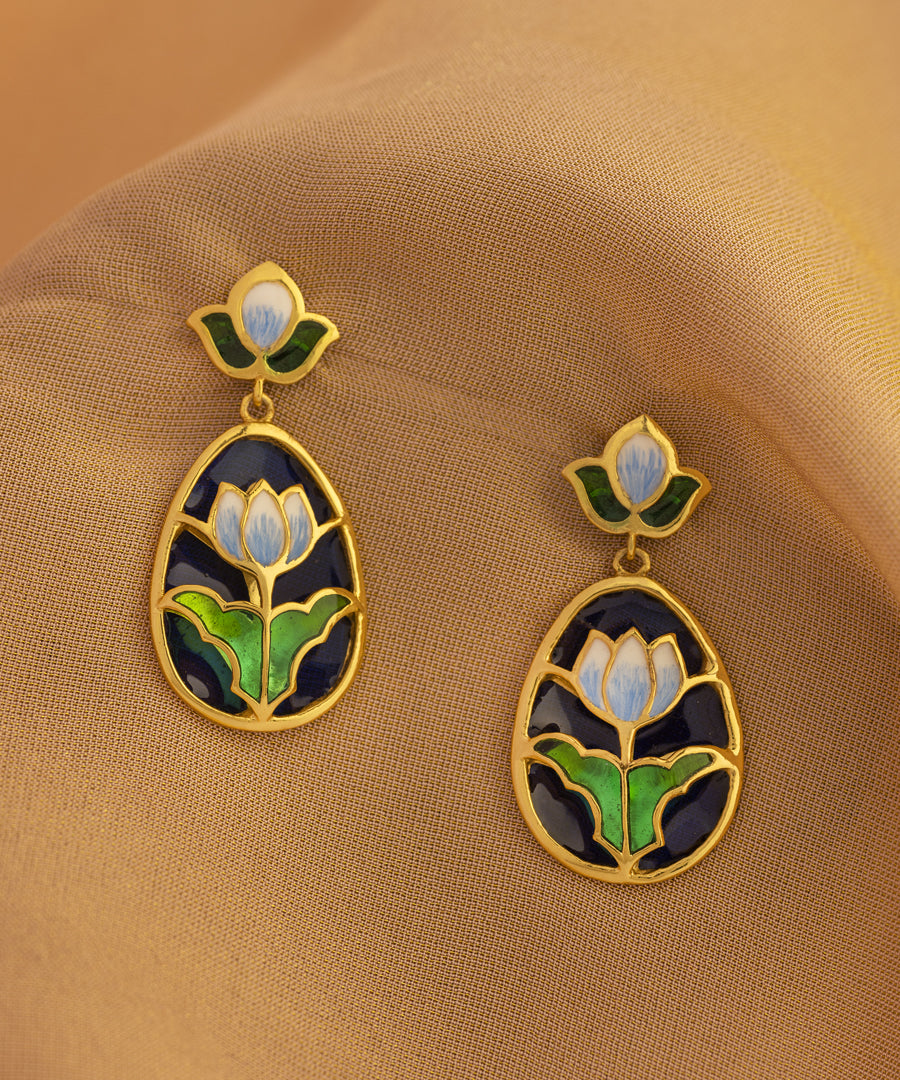 Lotus Lapel Pin & Lotus Earrings with Pocket Square - Gift Box for Him and Her - Sterling Silver